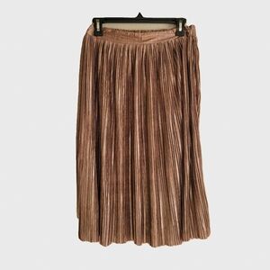 Rose gold pleated midi skirt